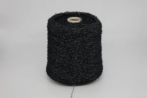 Бобинная пряжа арт: CURLY by RiGo хлопковое букле (90% хлопок, 10% па), 400 м/100 гр, 2122 черный