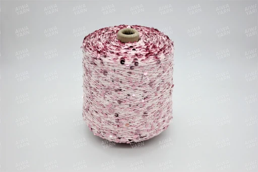 Бобинная пряжа Пайетка на хлопке  3/6 мм, 300м/100 гр, 040 розовый