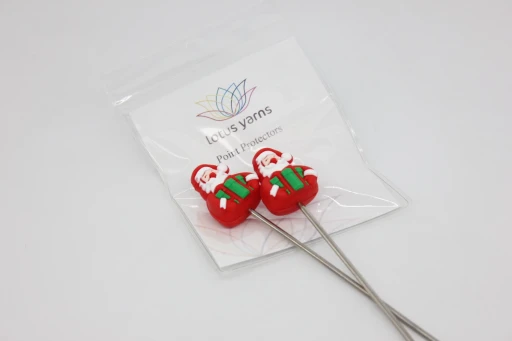 LOTUS YARNS Наконечники / заглушки / стопперы в форме Cанта Клаус с подарком (2 шт), Санта Клаус с подарком