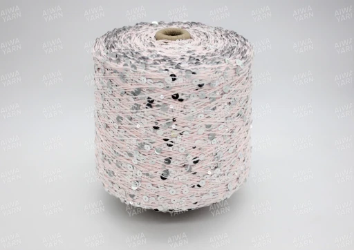 Бобинная пряжа Пайетка на хлопке  3/6 мм, 300м/100 гр, 039 розовый