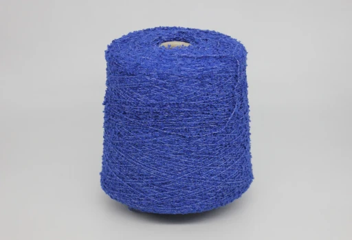 Бобинная пряжа арт: CURLY by RiGo хлопковое букле (90% хлопок, 10% па), 400 м/100 гр, 2128 синий
